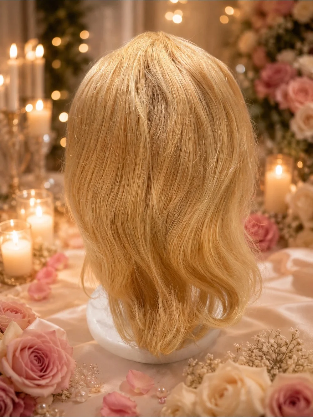 Short Golden Blonde Human Hair Wig with Soft Layers